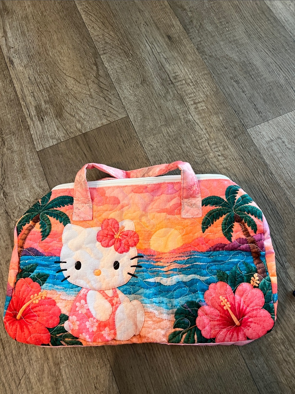 Hello Kitty Pink Coral Beach Quilted Travel Bag
